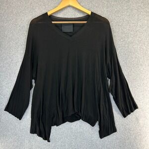 Blanque Black V Neck‎ 3/4 Sleeve Top Shirt Womens Size 1 Casual Relaxed Classic